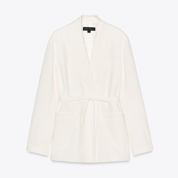 NWT ZARA LINEN BLEND BLAZER ZW COLLECTION - Picture 2 of 5
